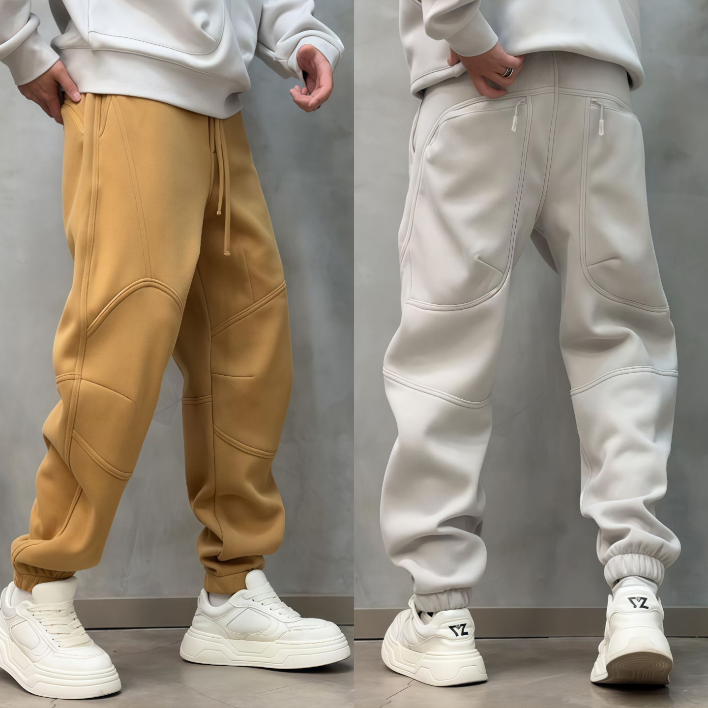 冬季爆款加绒潮牌痞帅休闲卫裤男简约宽松拉链运动束脚裤舒适保暖 - 图2