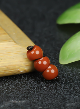 原矿南红手工斜切猪大肠3连珠尺寸6mm可以搭配大肠蒜瓣满色满肉