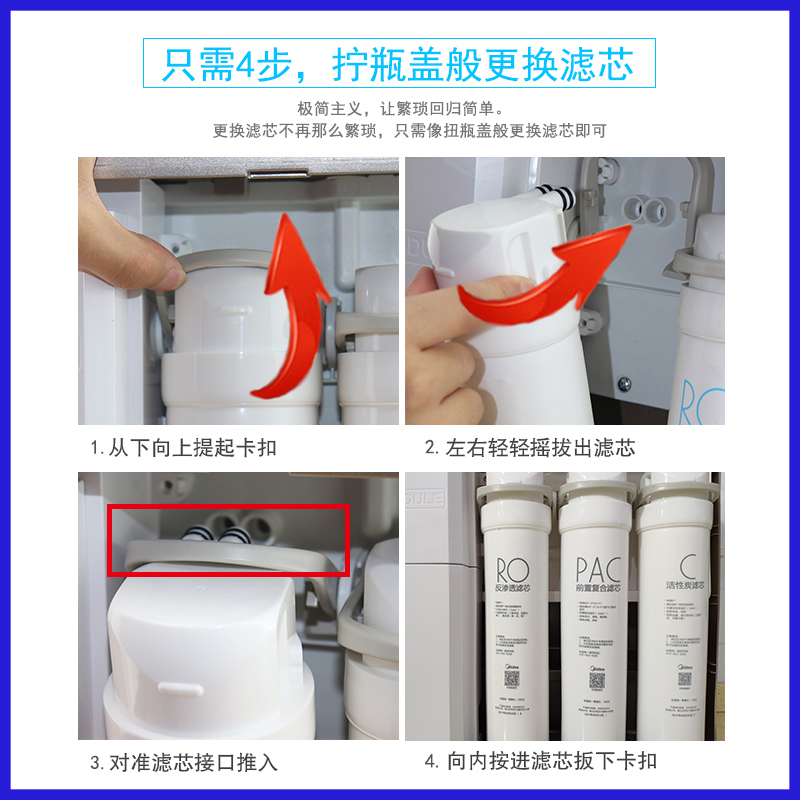 美的净水器MRO215-4 MRC1692A-50G/1693A-50G华凌MRC1593-50G滤芯 - 图1