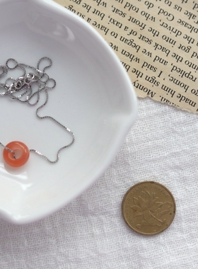 节日礼物南红玛瑙s925纯银锁骨链