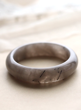 清雅叙事-天然黑发晶手镯