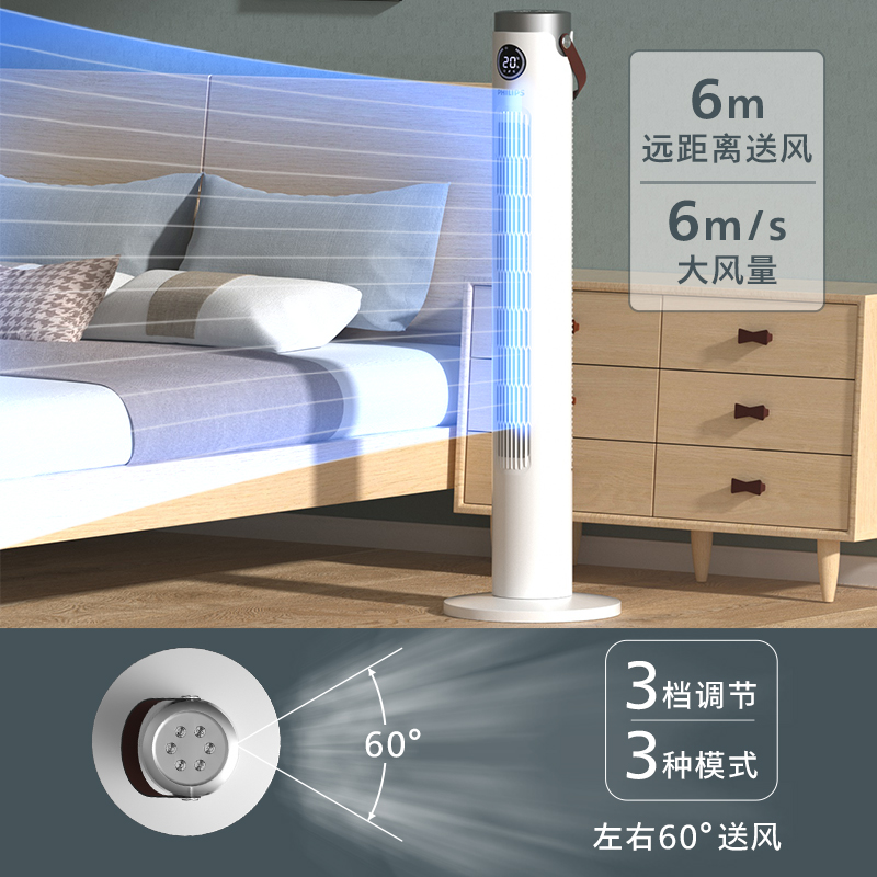 飞利浦塔扇家用立式电风扇遥控无叶风扇落地扇立柱圆柱ACR2244TF - 图0