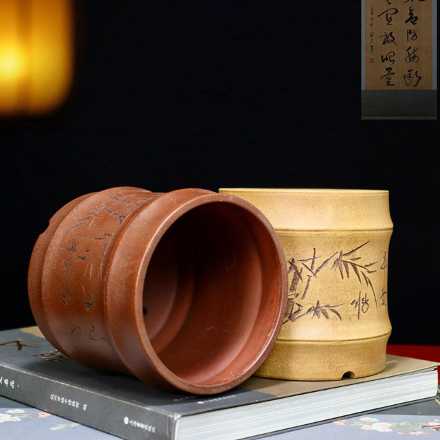 Boutique Tie Hua Xuan purple sand flower pot small succulent bonsai pot orchid special ceramic green plant desktop asparagus creative pot