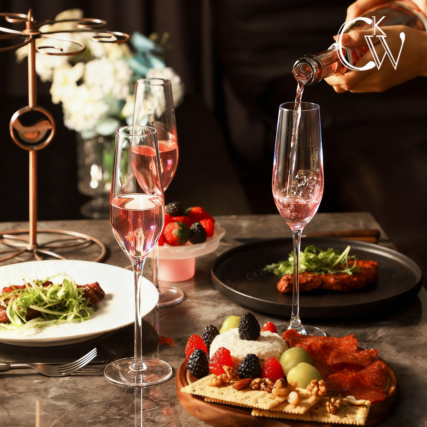 CKW 高级感香槟杯水晶套装轻奢高档高脚杯一对起泡白葡萄酒杯礼盒,淘宝优惠券,粉丝福利购,淘宝优惠卷
