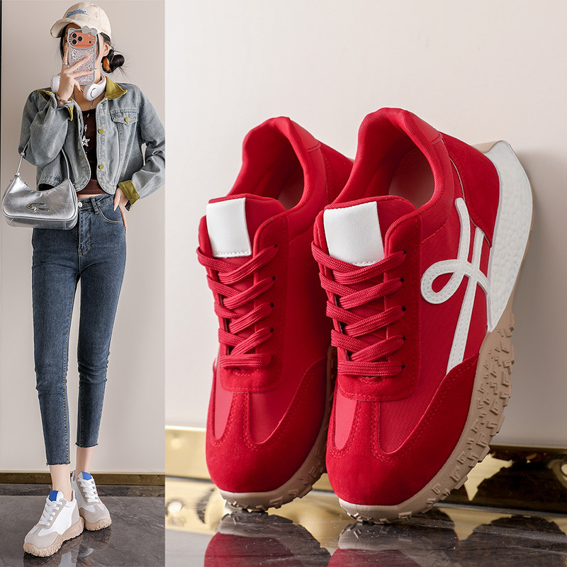 厚底德训鞋小个子内增高小白鞋女2026春季新款运动休闲学生旅游鞋,淘宝优惠券,粉丝福利购,淘宝优惠卷