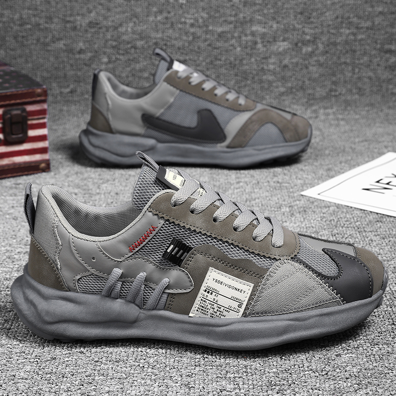 2025男鞋夏季透气2025新款网面运动休闲跑步设计小众老爹百搭潮鞋 - 图0