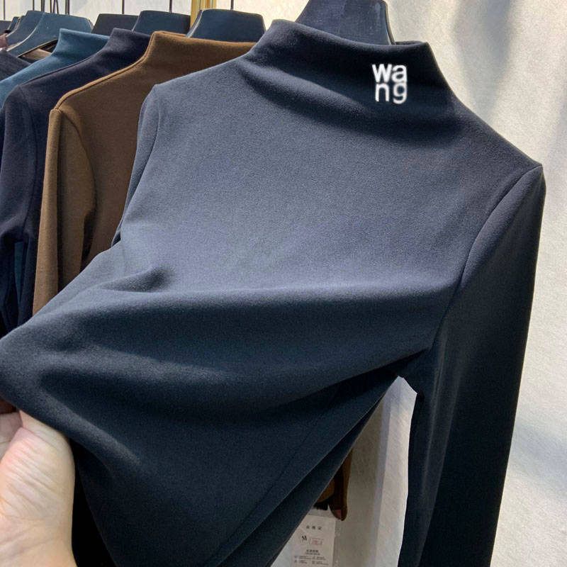 2024秋冬德绒修身内搭半高领保暖打底衫新款韩版长袖t恤女装批发 - 图1