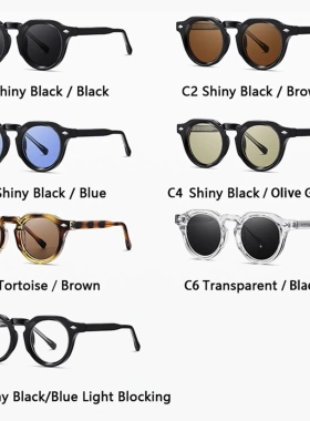 2025新款跨境墨镜uv防紫外线女男士复古丙酸插针圆框欧美太阳镜