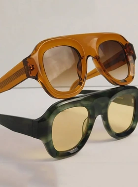 新款欧美潮流跨境方形高级感复古墨镜大框男女个性时尚板材太阳镜