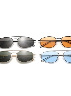 椭圆双梁太阳眼镜高级感女士高档防紫外线复古小框飞行员男式同款