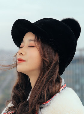 出游街头鸭舌帽羊剪绒鸭舌帽女
