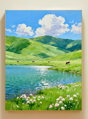 田园牧歌治愈北欧风景数字油画