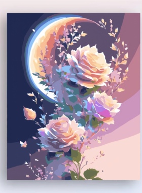 山茶花DIY数字油画0基础治愈系
