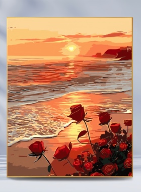 玫瑰花卉中国风复古填色画