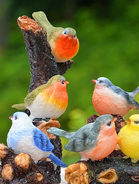 仿真树脂盆栽猫头鹰挂件景区小鸟