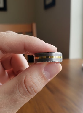 纯钽黑金撞色中轴线宽版男尾戒