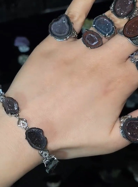 墨西哥原石天然玛瑙水晶戒指