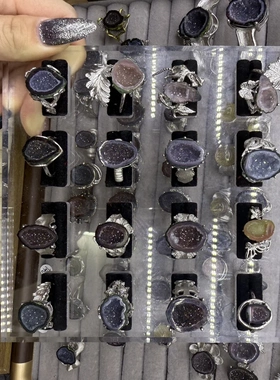 天然粉晶戒指女款925银镶嵌时尚个性小众设计感高级食指戒