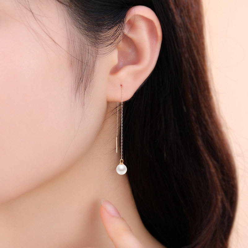 正品S925纯银天然淡水珍珠耳环O字链耳线耳饰纯银女式气质防过敏,淘宝优惠券,粉丝福利购,淘宝优惠卷