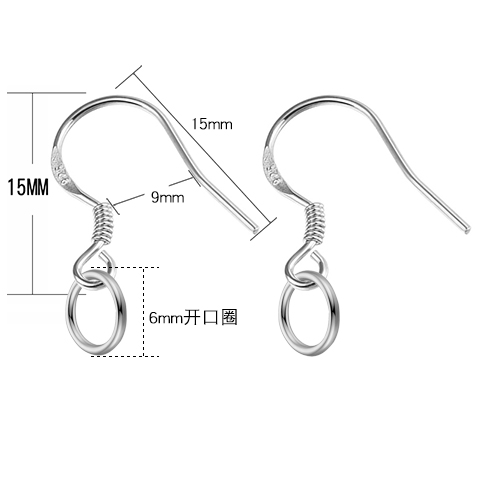 正品925纯银耳钩耳环耳坠耳饰配件耳环diy材料【耳钩+大开口圈】 - 图2