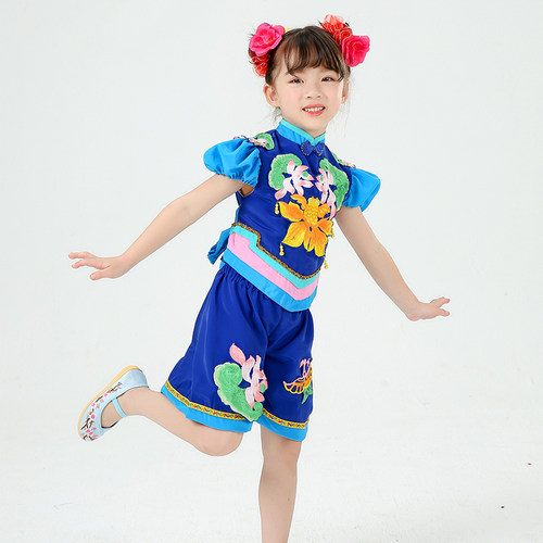 2021春晚听我说舞蹈服新款儿童演出服打鼓服六一民族秧歌表演服女 - 图0