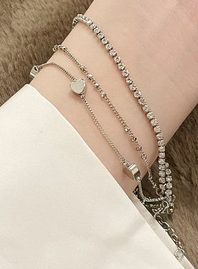 气质百搭复古银色多层手链