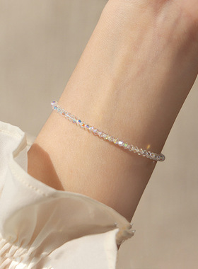 超闪罕见极细施家水晶手链手串轻奢质感叠戴原创简约自制女淑女in