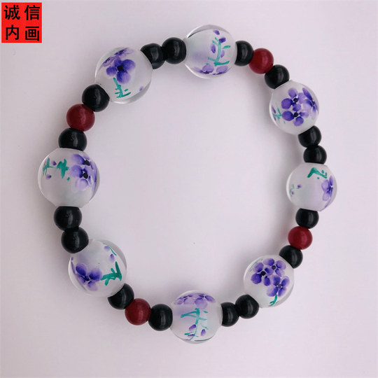 Pintura interior honesta, pintura interior pura pintada a mano, pulsera de cristal, cadena de suéter para novia, madre y otros buenos regalos.