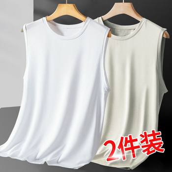 ຜູ້ຊາຍ Summer Thin Solid Color Vest Youth Sports Slim Men's Bottoming Fitness Sleeveless High Elasticity Sweat-Absorbent Trend