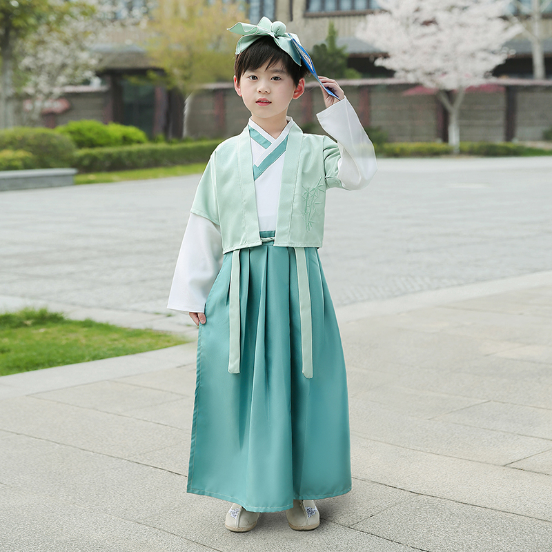 儿童国学服汉服女童书童中国风演出服男童古装表演服三字经幼儿园-图3