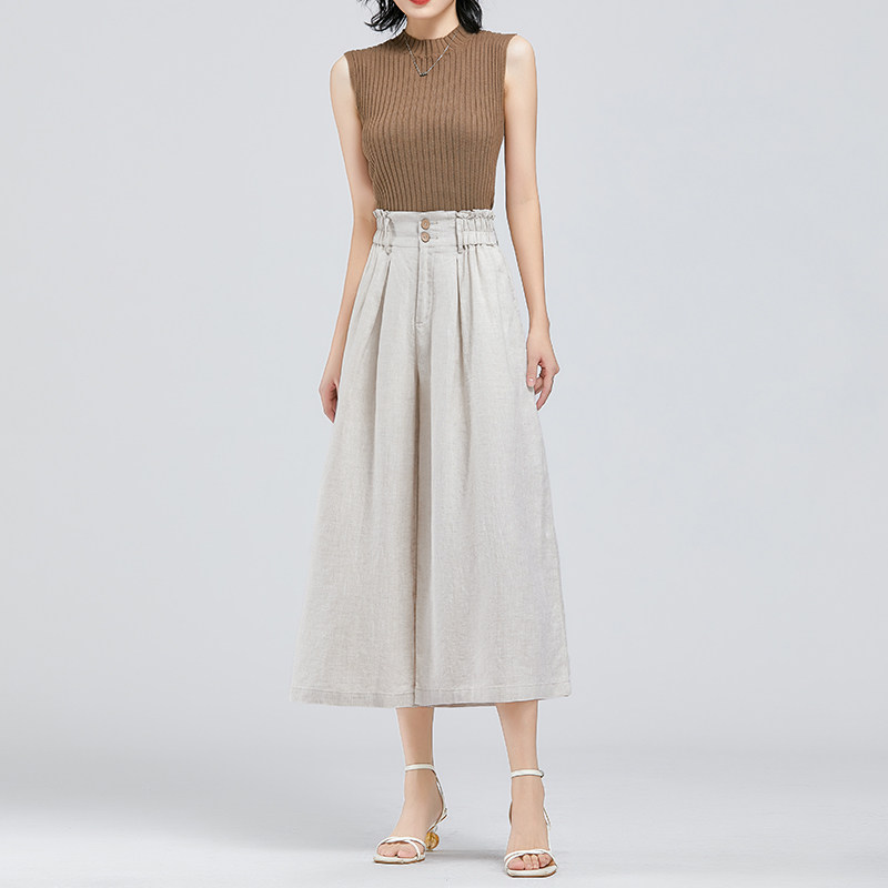 亚麻高腰垂感2023新款花苞棉麻裙裤 暴雪服饰休闲裤