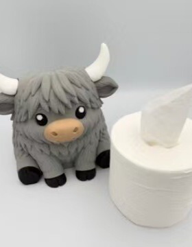 亚马逊便携式热销创新设计Highland cow tissue box高地牛纸巾盒