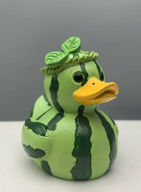 跨境新款异想天开西瓜鸭火龙果水果系列鸭雕像摆件家居桌面装饰品
