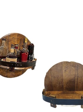 跨境新款实木酒架酒水展示台壁挂式酒架复古摆件装饰家居酒瓶展架