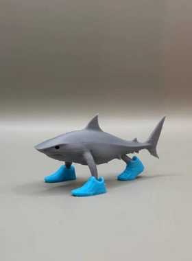穿鞋鲨鱼装饰3D打印摆件家居客厅装饰跨境新品Wear shoes sharks