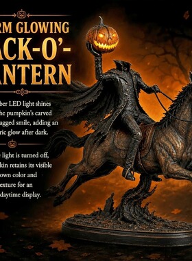 跨境新品 Headless Horseman Statue 发光无头骑士雕像树脂工艺品