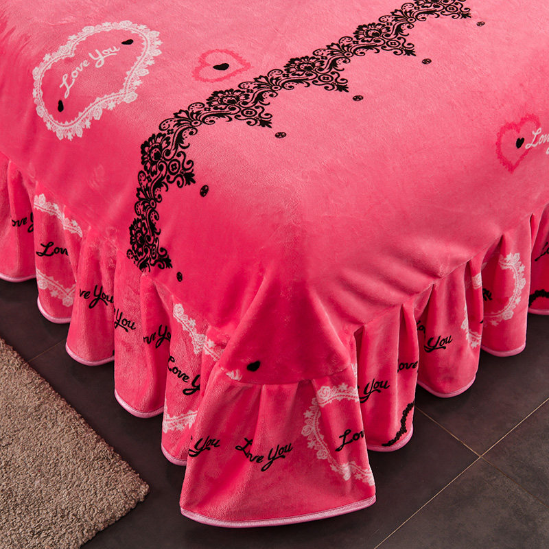 冬季床裙款牛奶绒床单单件冬季加绒单面毛绒法兰绒双人床单不掉毛,淘宝优惠券,粉丝福利购,淘宝优惠卷