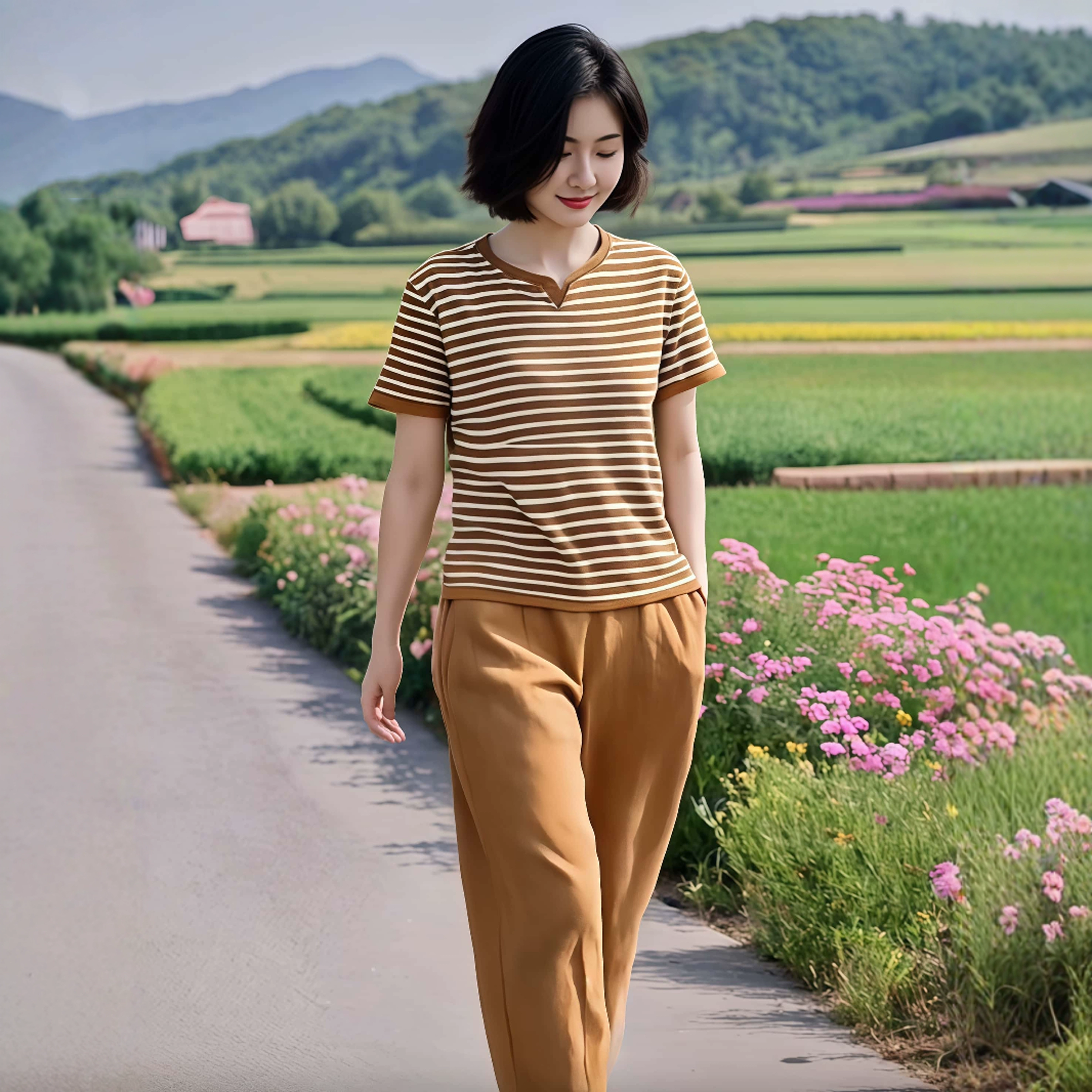 素雅订制品牌女装旗舰店高级感条纹t恤上衣超好看运动休闲两件套,淘宝优惠券,粉丝福利购,淘宝优惠卷