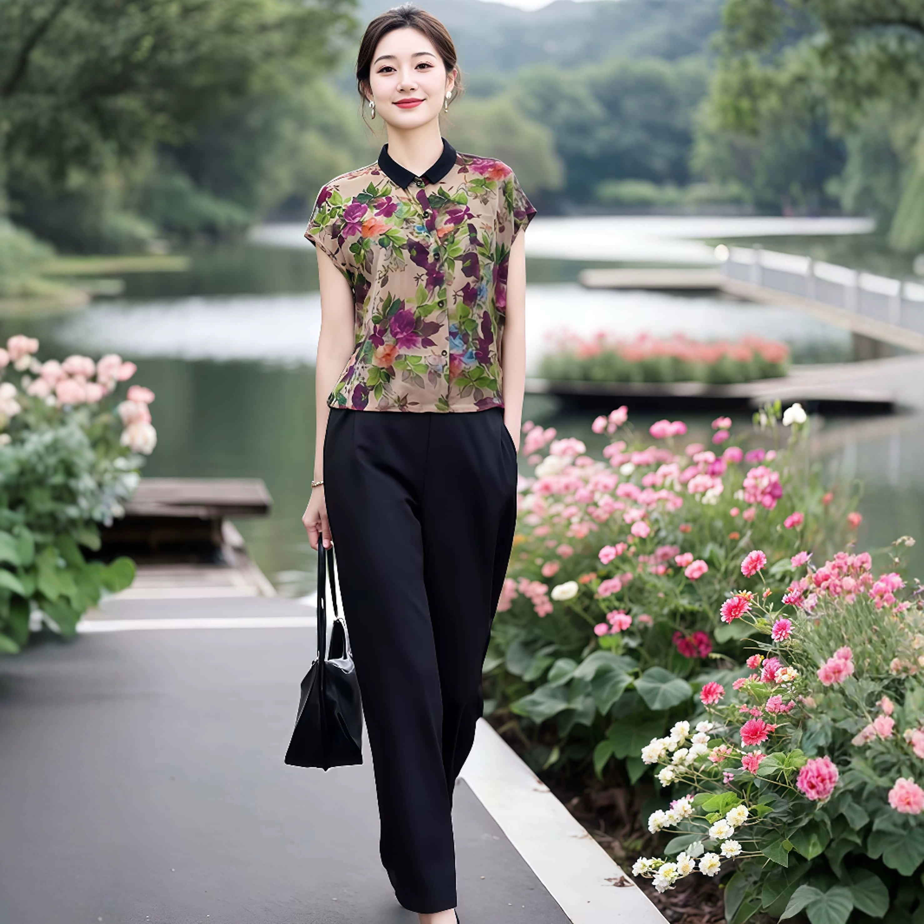 素韵订制女装原创品牌高级感轻奢碎花上衣短袖超好看阔腿裤两件套,淘宝优惠券,粉丝福利购,淘宝优惠卷