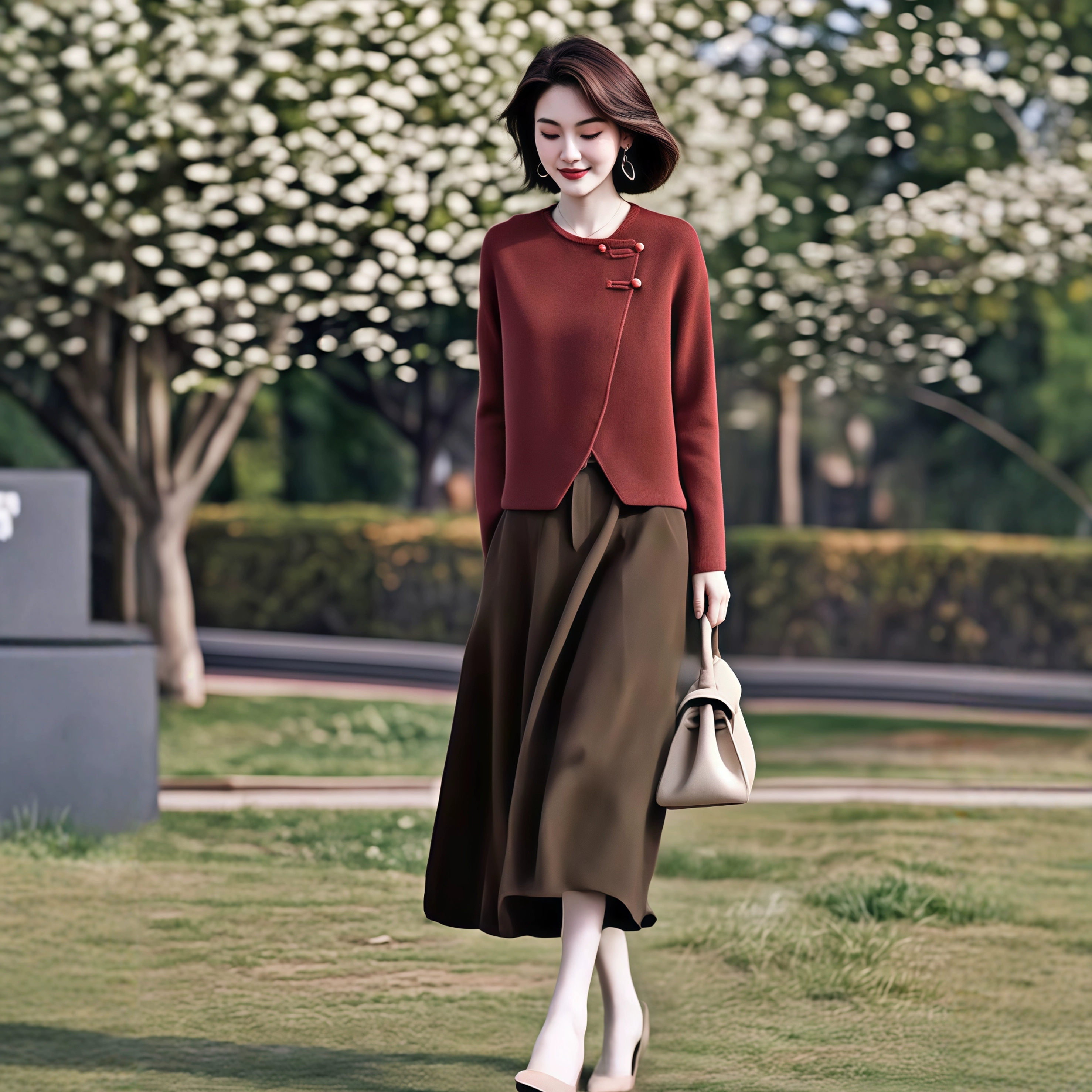 素韵订制女装原创品牌轻奢盘扣新中式针织衫百搭半身裙两件套秋季,淘宝优惠券,粉丝福利购,淘宝优惠卷