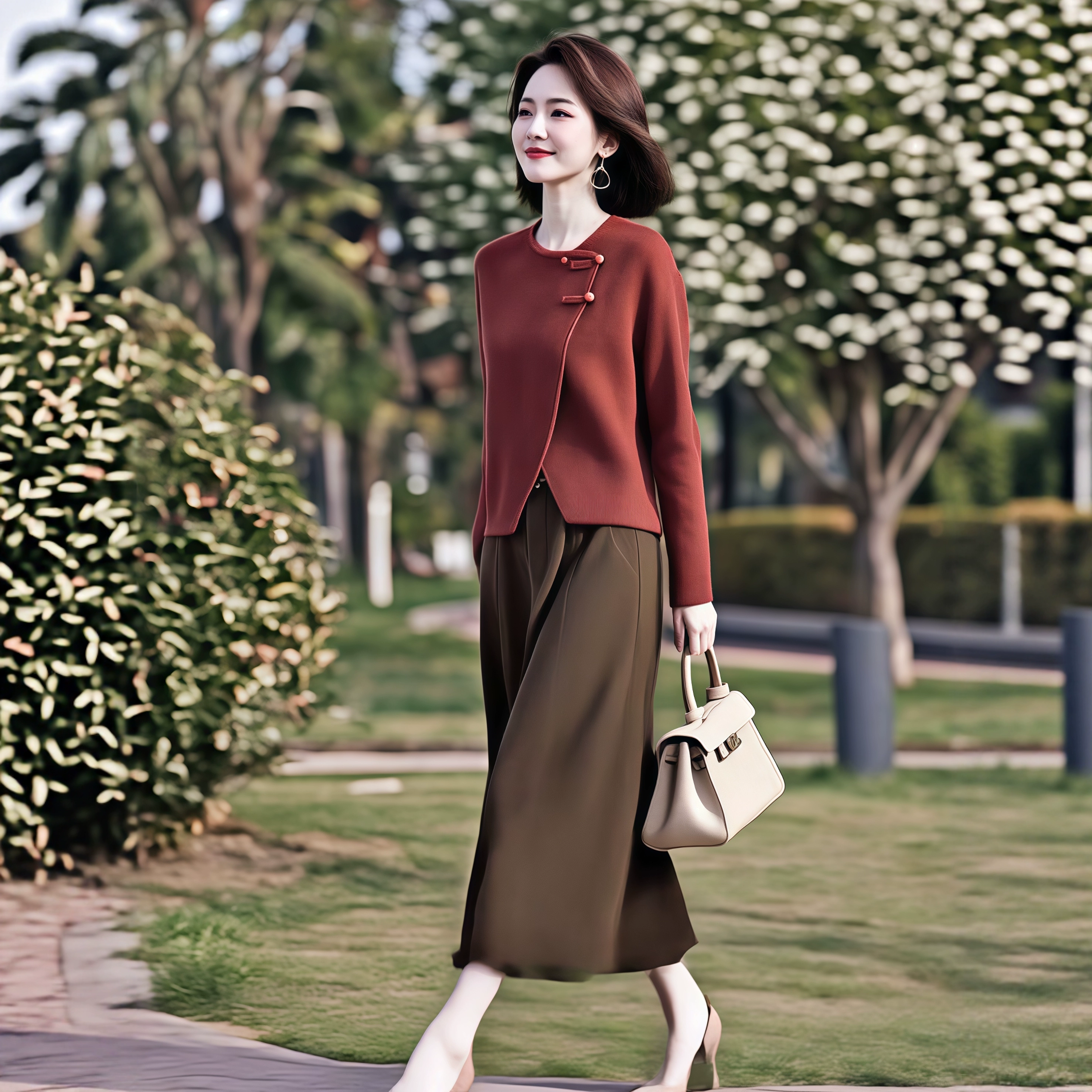 素韵订制女装原创品牌轻奢盘扣新中式针织衫百搭半身裙两件套秋季,淘宝优惠券,粉丝福利购,淘宝优惠卷