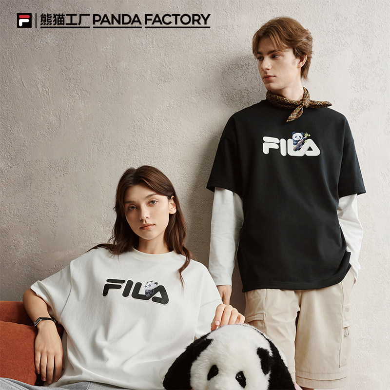FILA斐乐大熊猫短袖T恤情侣2025秋新品半袖宽松纯棉上衣女运动男,淘宝优惠券,粉丝福利购,淘宝优惠卷