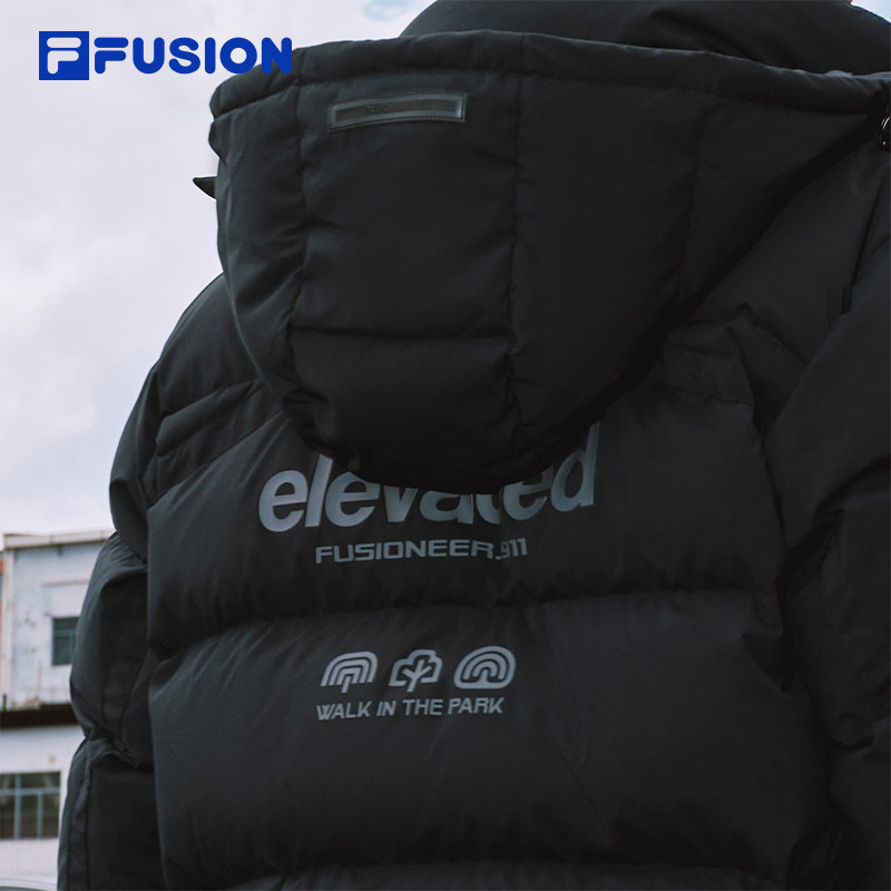 FILA FUSION斐乐潮牌羽绒服男2025冬季新款休闲宽松保暖连帽外套