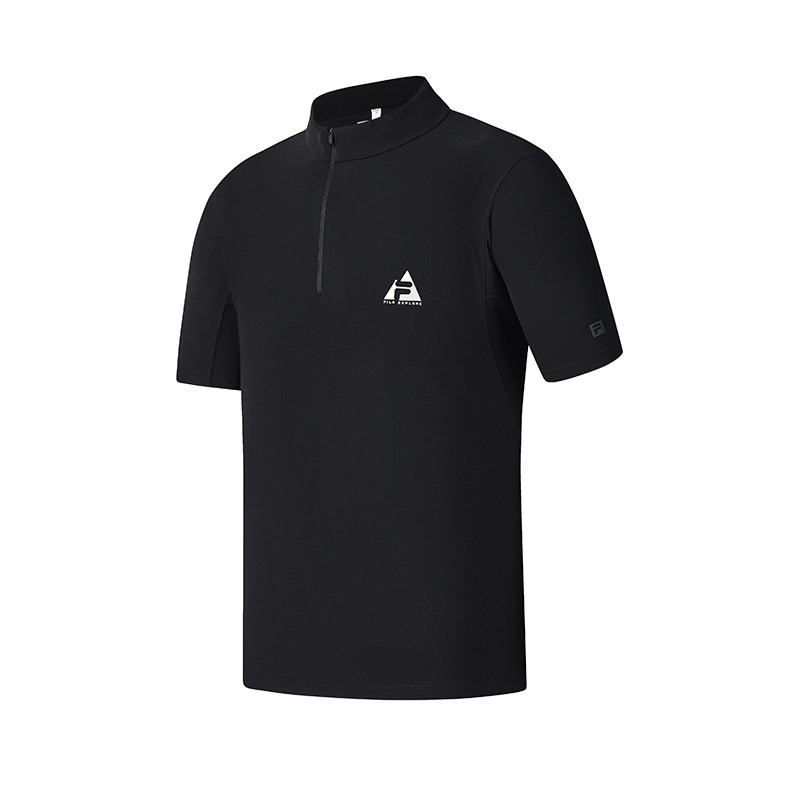 FILA 斐乐官方男子针织短袖衫2025夏季新款户外运动半拉链基础T恤,淘宝优惠券,粉丝福利购,淘宝优惠卷