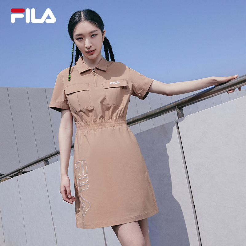 FILA X MAGIC STICK斐乐女子连衣裙2023夏新款时尚休闲翻领工装裙-图0