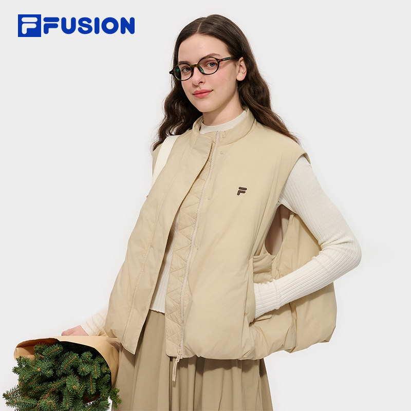 FILA FUSION斐乐潮牌羽绒马甲女2025冬新款时尚休闲宽松保暖上衣,淘宝优惠券,粉丝福利购,淘宝优惠卷