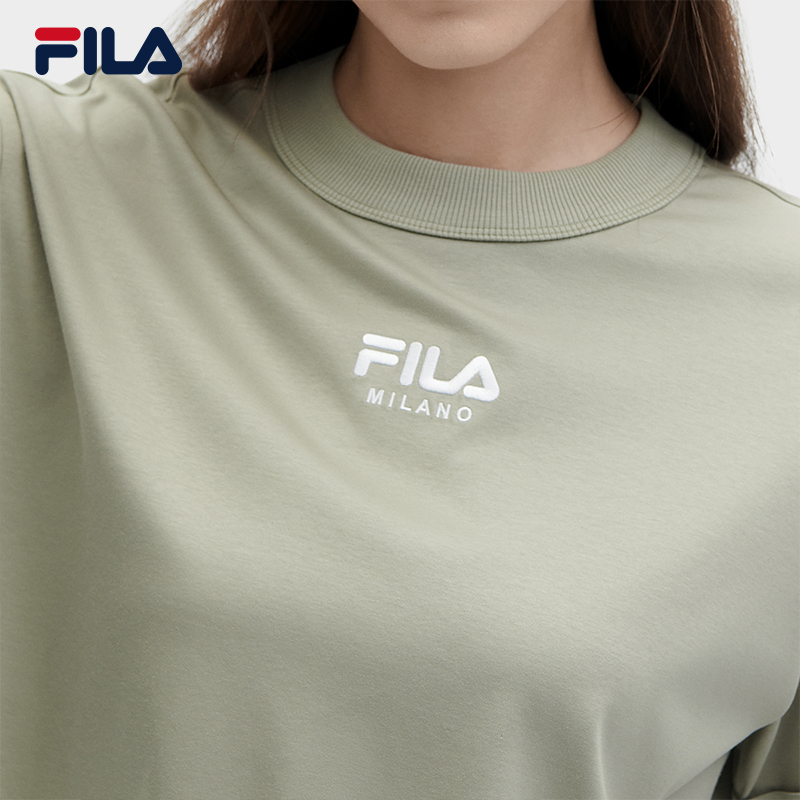 FILA 斐乐官方女子针织短袖衫2024夏新款时尚休闲简约宽松纯棉T恤 - 图2