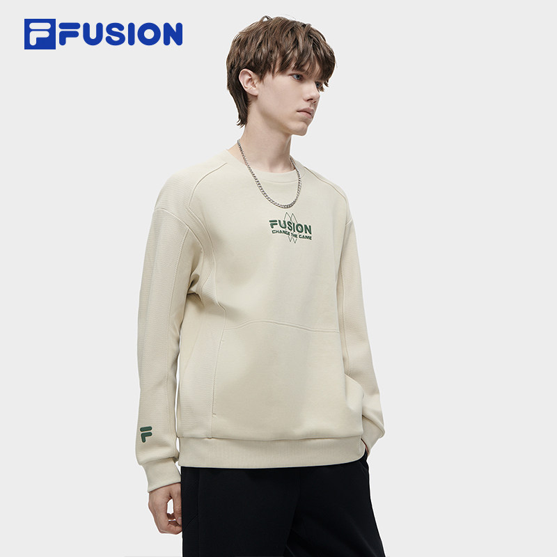 FILA FUSION斐乐潮牌男子针织套头衫2023冬时尚休闲宽松卫衣,淘宝优惠券,粉丝福利购,淘宝优惠卷