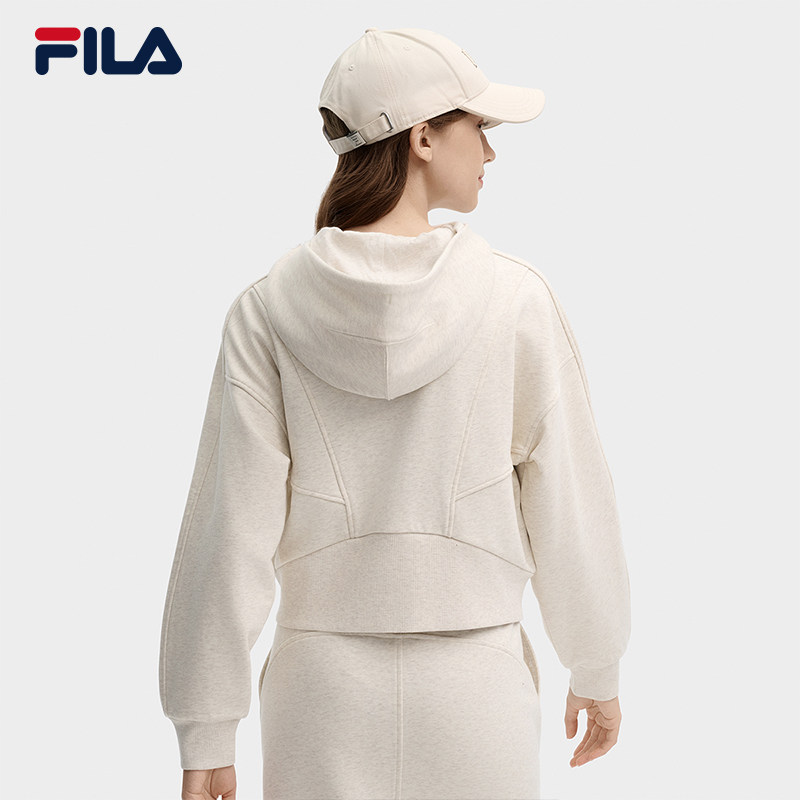 FILA 斐乐官方女士针织连帽外套2024秋新款时尚刺绣休闲宽松上衣,淘宝优惠券,粉丝福利购,淘宝优惠卷