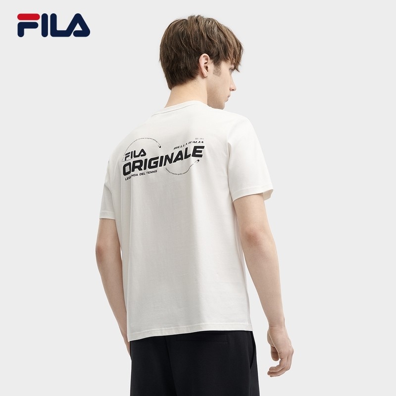 FILA 斐乐官方男子针织短袖衫2024夏季新款时尚休闲舒适纯棉白T恤,淘宝优惠券,粉丝福利购,淘宝优惠卷